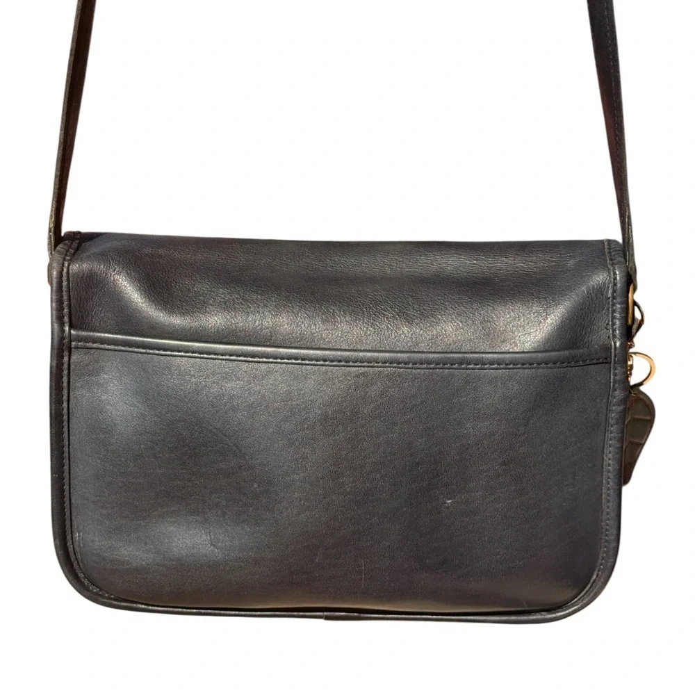 Vintage Coach City Bag 9790 Black Glove Tanned Leather Crossbody Purse USA Era